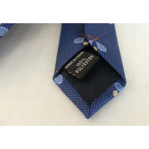 Tennis Racket Necktie Men's Sport Theme Tie Haggar Blue Polyester Vintage Great - Picture 3 of 5
